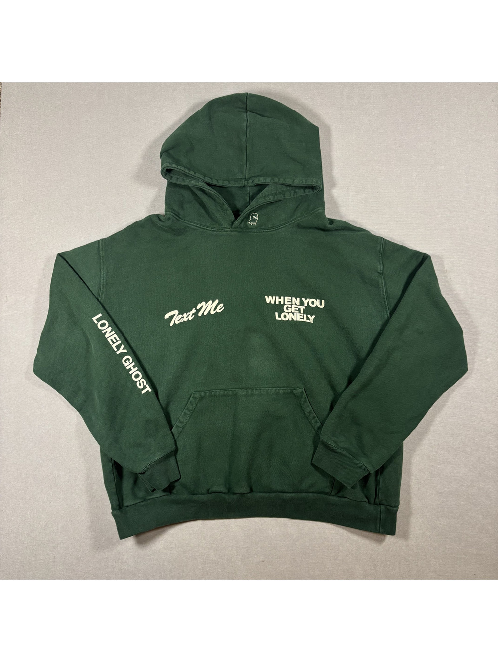 Lonely Ghost "Text Me" Graphic Hoodie Green Size L